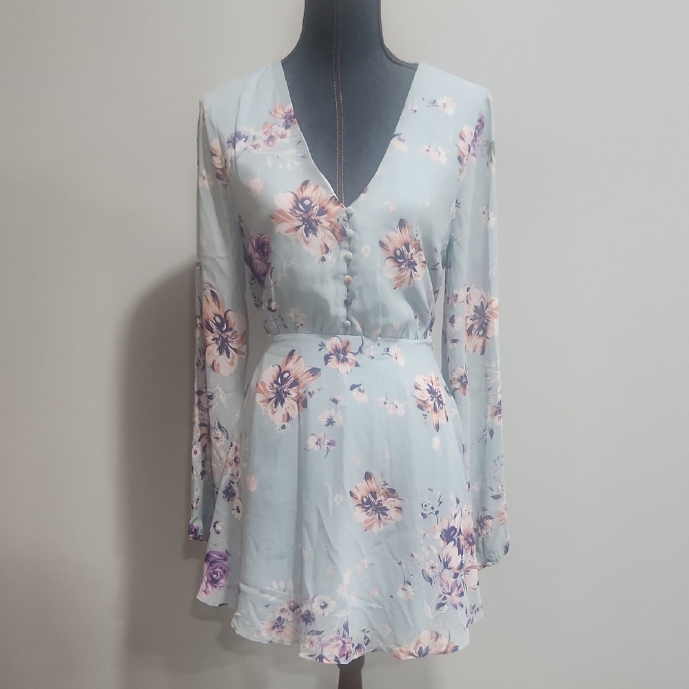 Lulu's Light Blue and Navy Dress